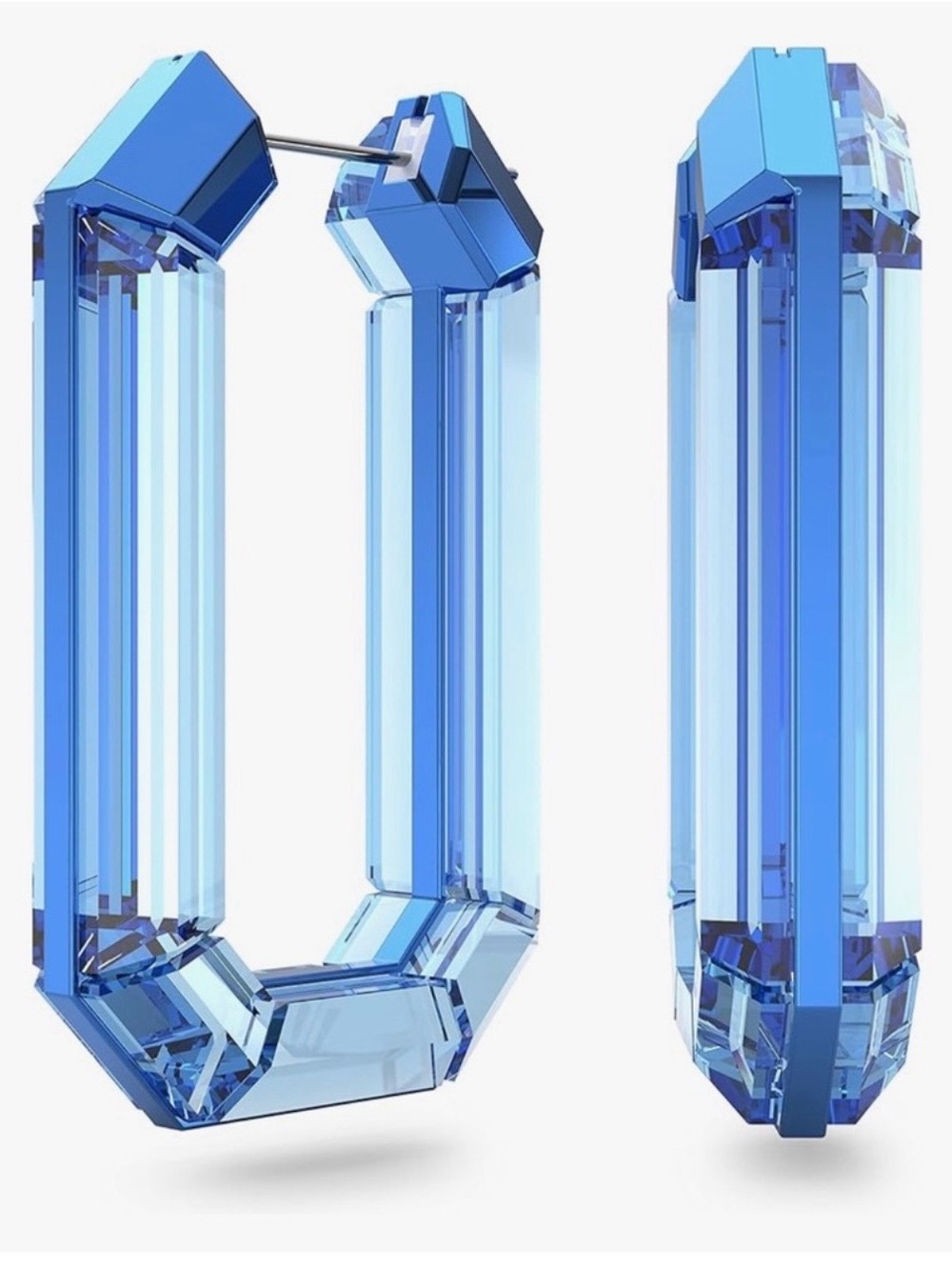 SWAROVSKI NEW Lucent hoop earrings, Blue, Rhodium Finish